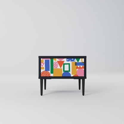 GEOMETRIC GLIMMER Nightstand in Black Finish