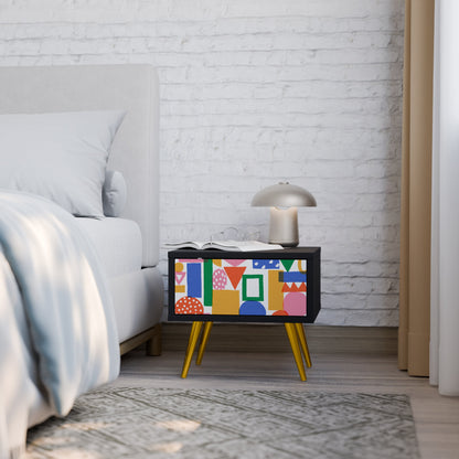 GEOMETRIC GLIMMER Nightstand in Black Finish