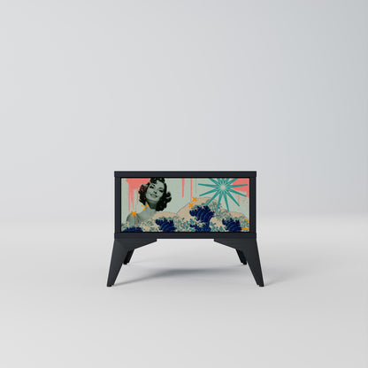 KANAGAWA BEAUTY Nightstand in Black Finish