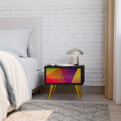 VIVID GEOMETRY Nightstand in Black Finish