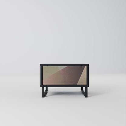 BEIGE GEOMETRY Nightstand in Black Finish