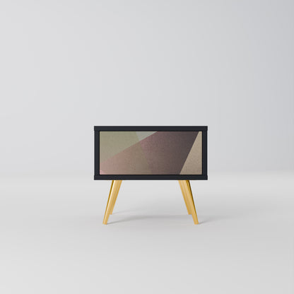 BEIGE GEOMETRY Nightstand in Black Finish