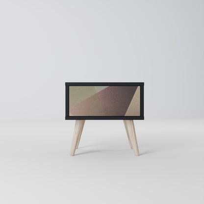 BEIGE GEOMETRY Nightstand in Black Finish