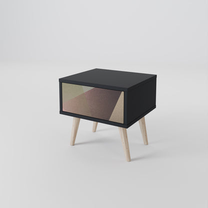 BEIGE GEOMETRY Nightstand in Black Finish