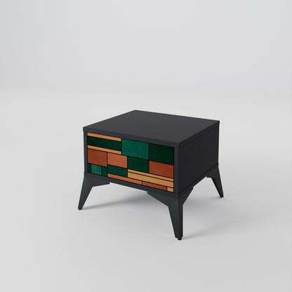 EARTHY FIGURES Nightstand in Black Finish