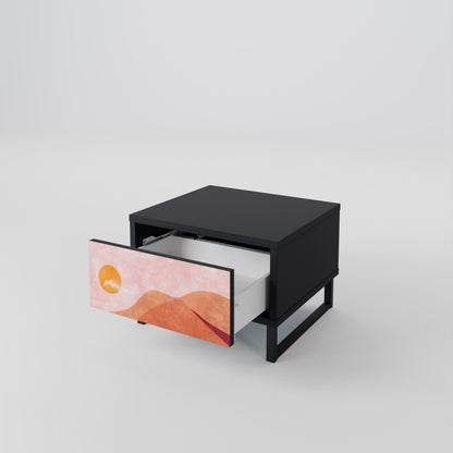 LUMINOUS SUNLIGHT Nightstand in Black Finish
