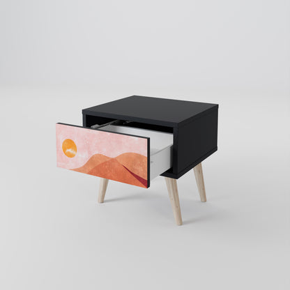 LUMINOUS SUNLIGHT Nightstand in Black Finish