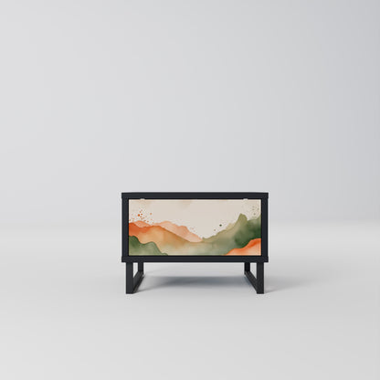 Comodino WATERCOLOUR PEAKS in finitura nera