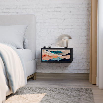 ABSTRACT LANDSCAPE Nightstand in Black Finish