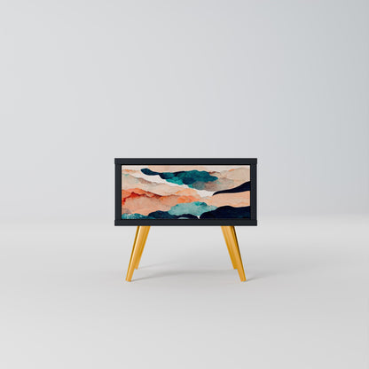 ABSTRACT LANDSCAPE Nightstand in Black Finish
