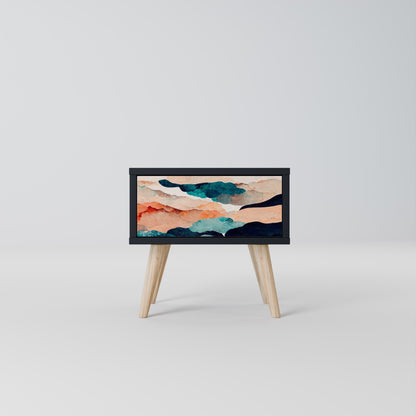 ABSTRACT LANDSCAPE Nightstand in Black Finish