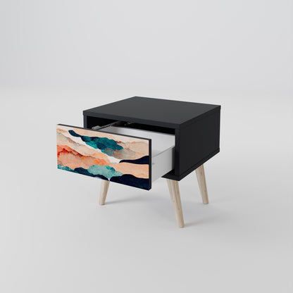ABSTRACT LANDSCAPE Nightstand in Black Finish