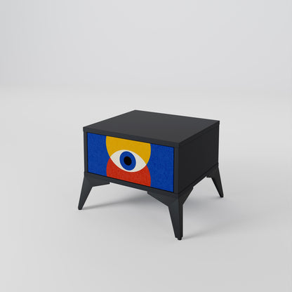 GEOMETRIC EYES Nightstand in Black Finish