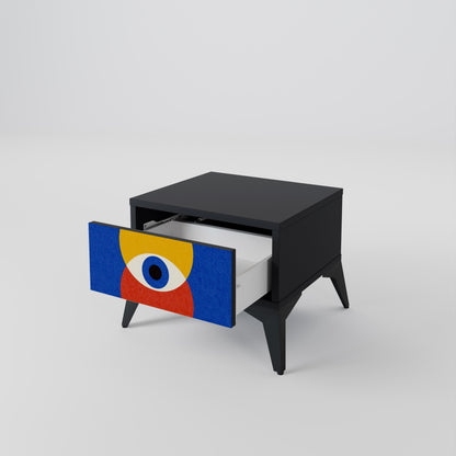 GEOMETRIC EYES Nightstand in Black Finish