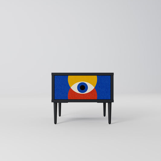 GEOMETRIC EYES Nightstand in Black Finish