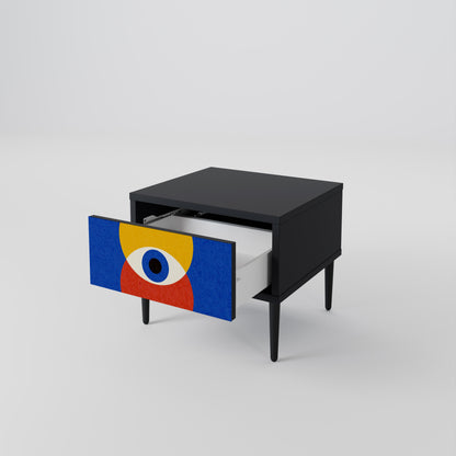 GEOMETRIC EYES Nightstand in Black Finish