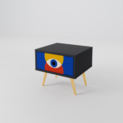 GEOMETRIC EYES Nightstand in Black Finish