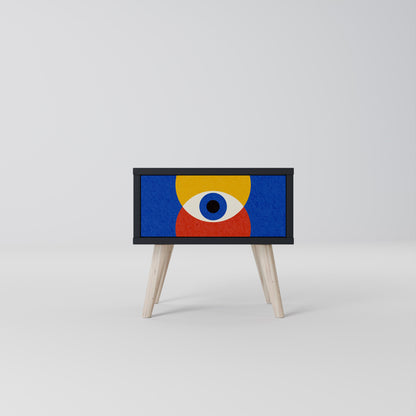 GEOMETRIC EYES Nightstand in Black Finish