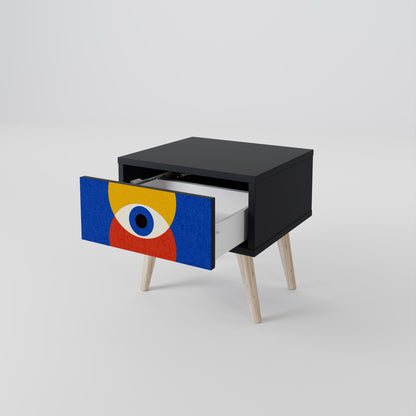 GEOMETRIC EYES Nightstand in Black Finish