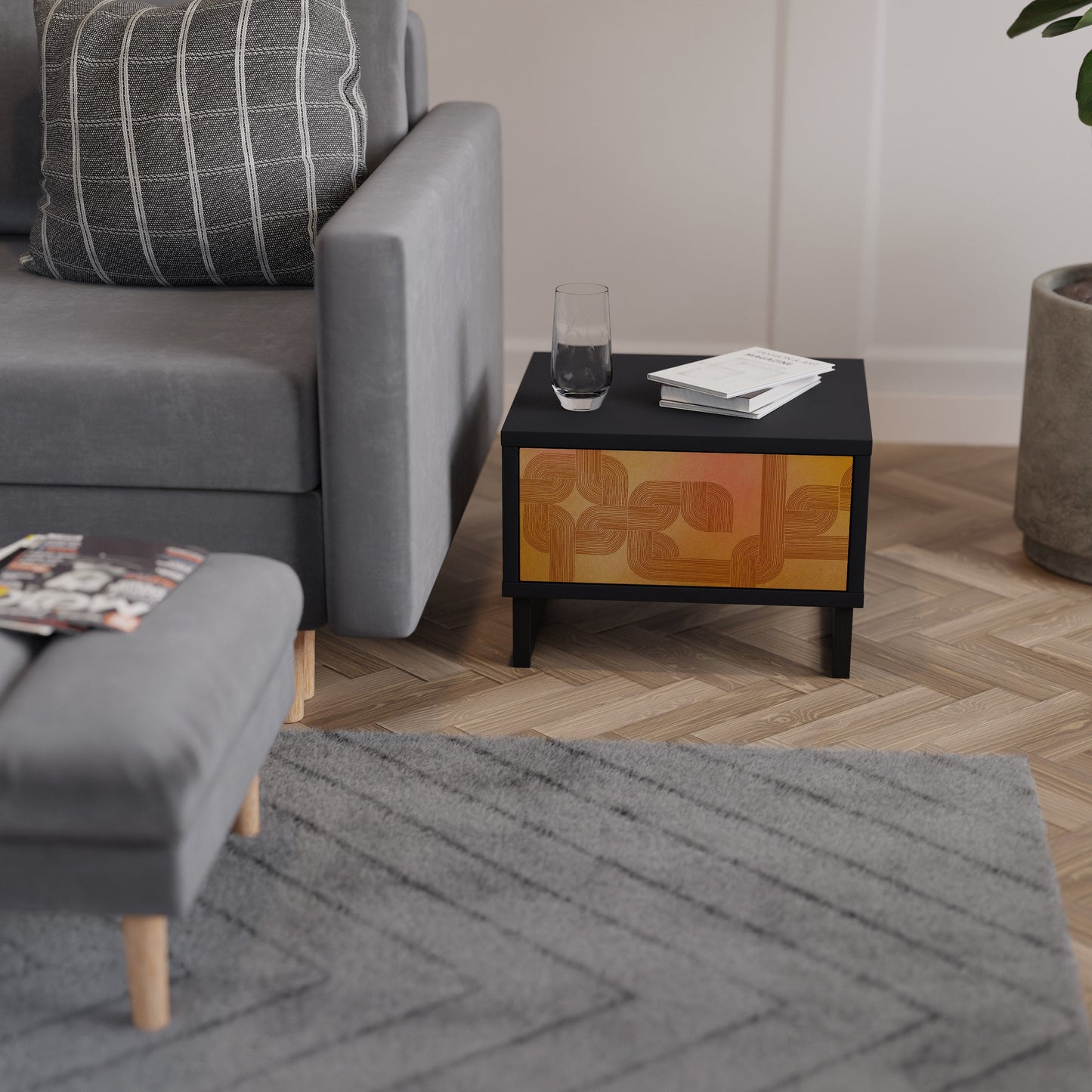 STRENGTHENING RELATION Nightstand in Black Finish