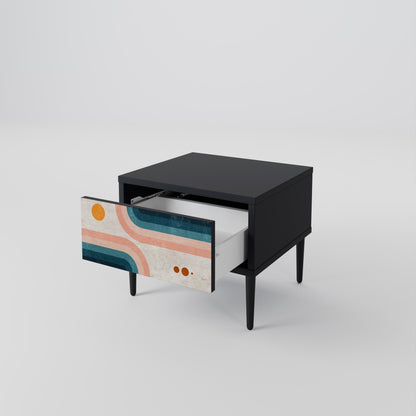 Comodino TWO HALVES in finitura nera