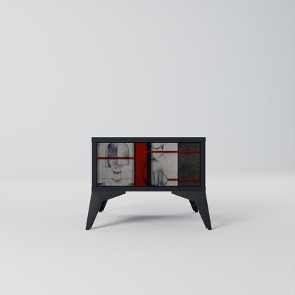 Comodino GRAY FIGURES in finitura nera