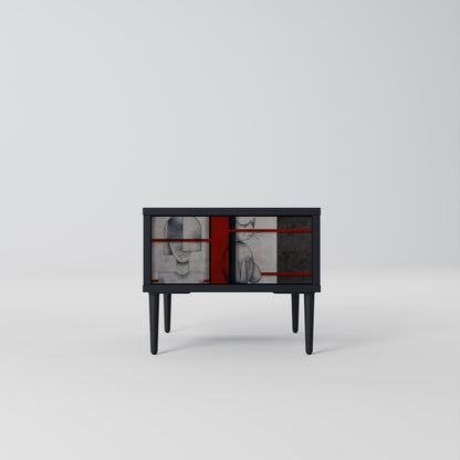 Comodino GRAY FIGURES in finitura nera