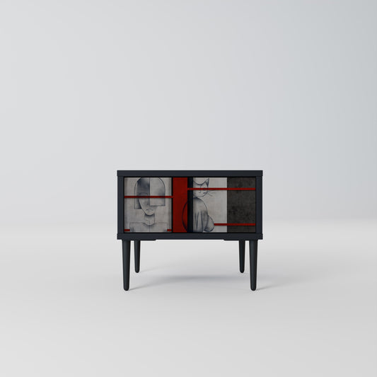 Comodino GRAY FIGURES in finitura nera