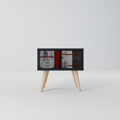 Comodino GRAY FIGURES in finitura nera