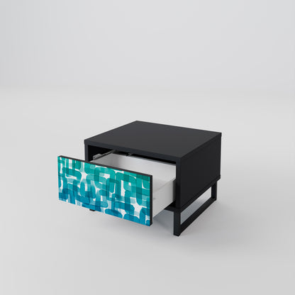 Comodino TURQUOISE RECTANGLES in finitura nera