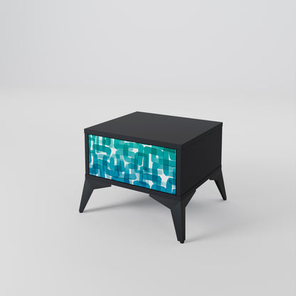 Comodino TURQUOISE RECTANGLES in finitura nera