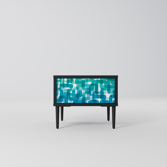 Comodino TURQUOISE RECTANGLES in finitura nera