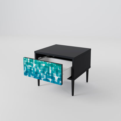 Comodino TURQUOISE RECTANGLES in finitura nera