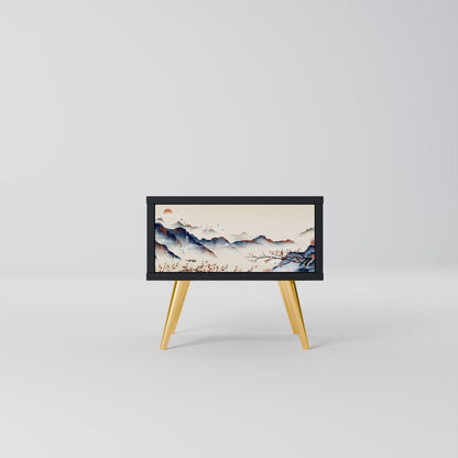 Comodino JAPANESE LANDSCAPE in finitura nera