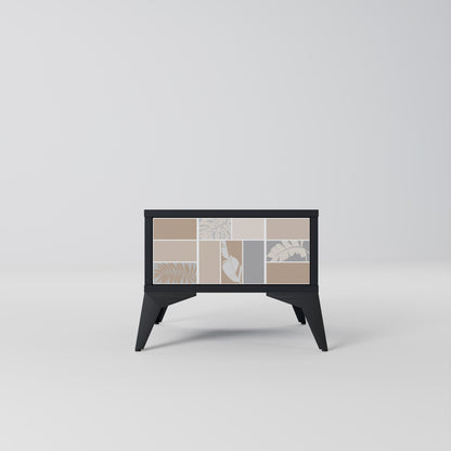 Comodino TROPICAL SHAPES in finitura nera