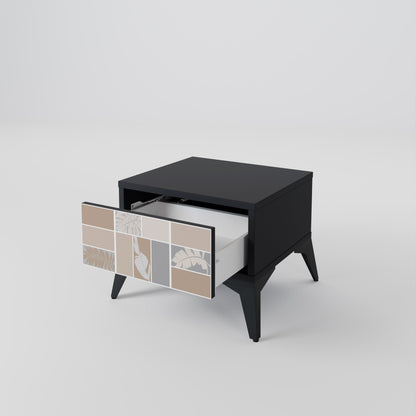 Comodino TROPICAL SHAPES in finitura nera