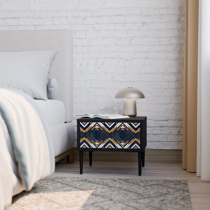 ARTFUL GEOMETRY Nightstand in Black Finish