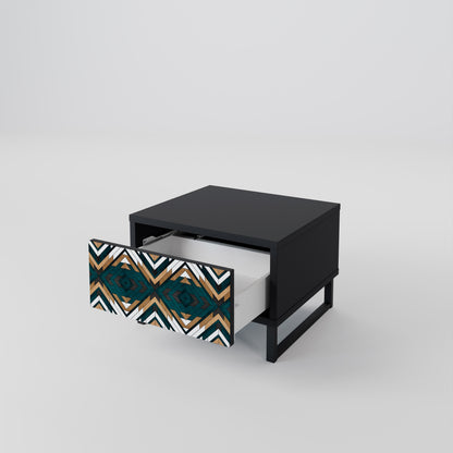 ARTISTIC GEOMETRY Nightstand in Black Finish