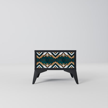 ARTISTIC GEOMETRY Nightstand in Black Finish