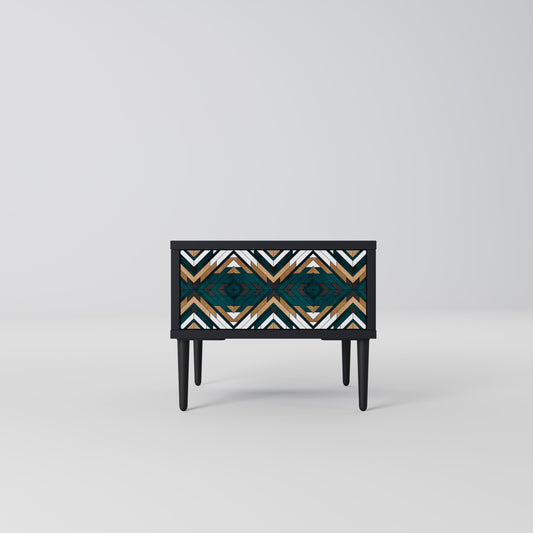 ARTISTIC GEOMETRY Nightstand in Black Finish