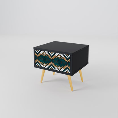 ARTISTIC GEOMETRY Nightstand in Black Finish
