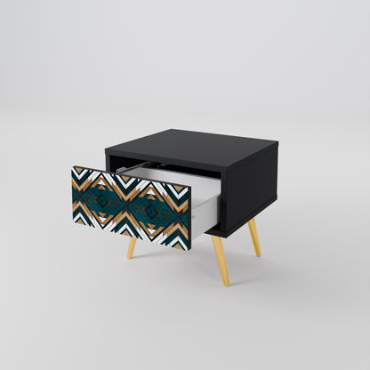 ARTISTIC GEOMETRY Nightstand in Black Finish