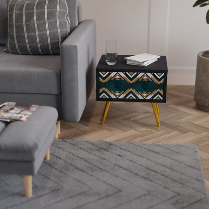 ARTISTIC GEOMETRY Nightstand in Black Finish