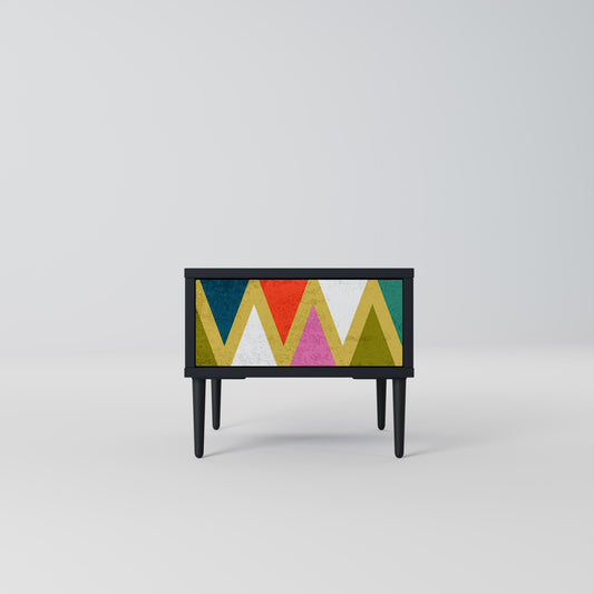 COLORFUL TRIANGLES Nightstand in Black Finish