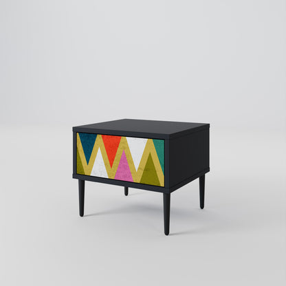 COLORFUL TRIANGLES Nightstand in Black Finish
