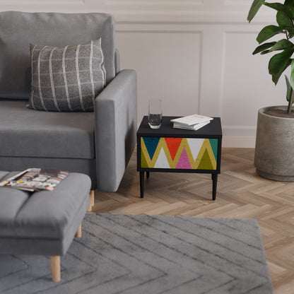 COLORFUL TRIANGLES Nightstand in Black Finish