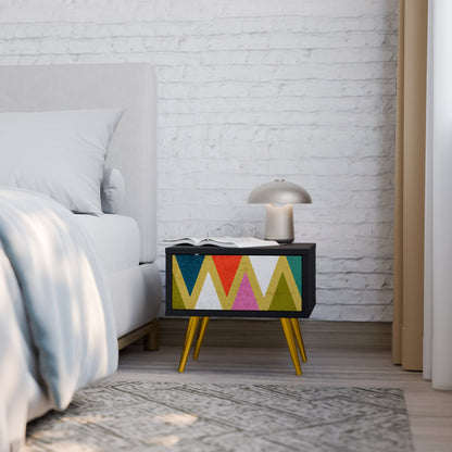 COLORFUL TRIANGLES Nightstand in Black Finish