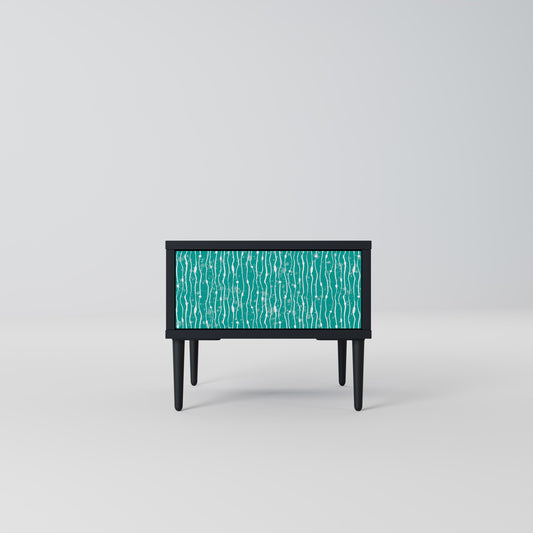 TURQUOISE RAIN Nightstand in Black Finish