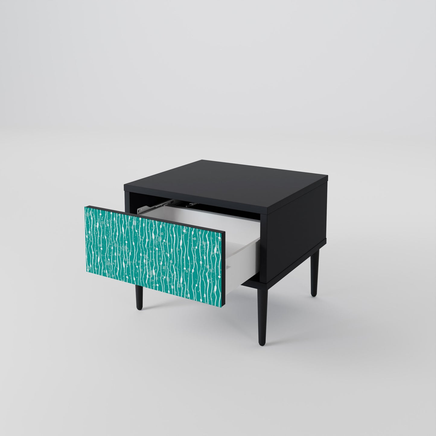 Comodino TURQUOISE RAIN in finitura nera