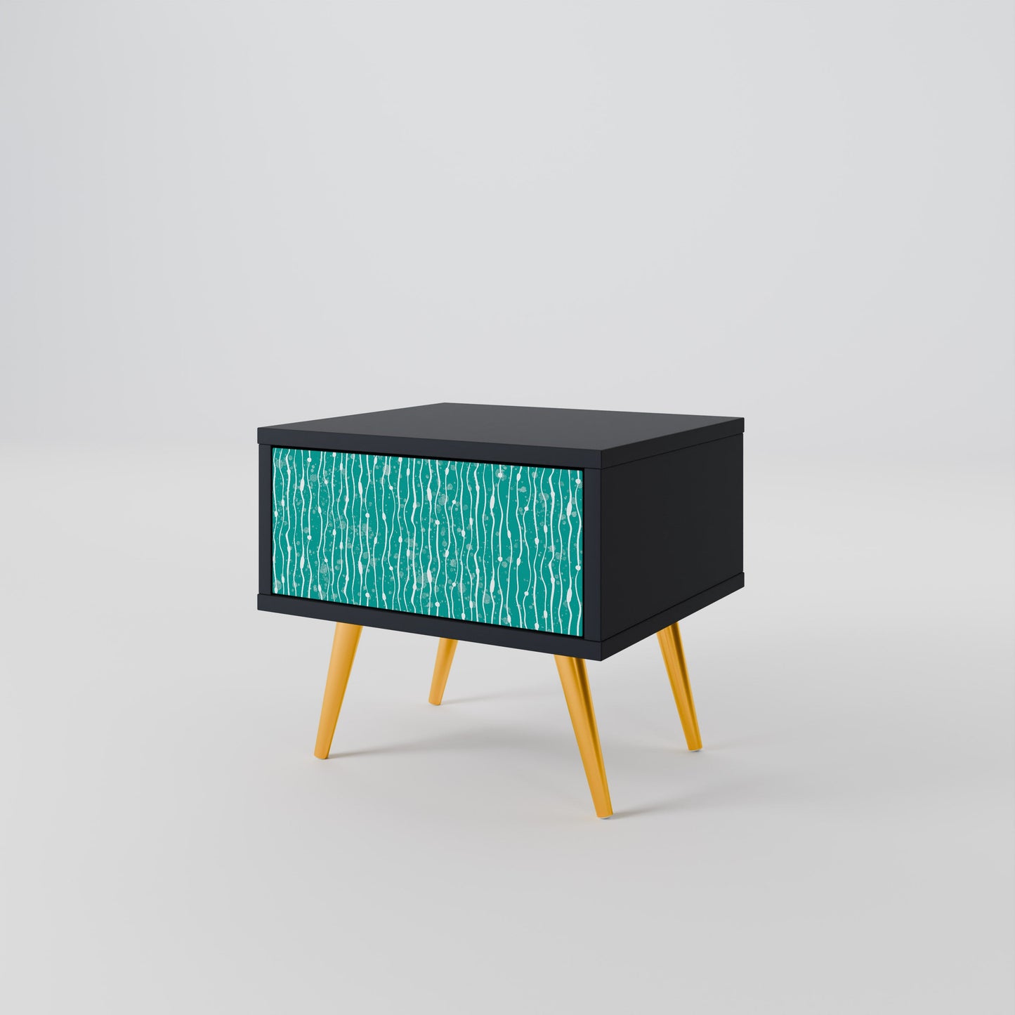 Comodino TURQUOISE RAIN in finitura nera
